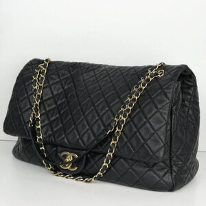 Chanel Large XXL Flap Bag in Black Leather Shoulder Travel Bag (2017) B9